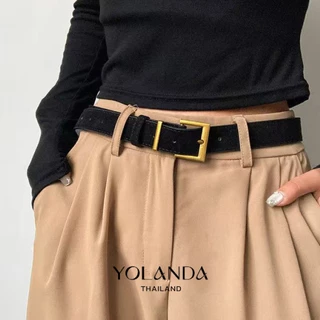 Yolanda สีดำ แมทช์ง่าย ดีไซน์พรีเมียม ใส่ง่าย Belt สีกาแฟ หัวเข็มขัดสีทองและสีเงิน ดูแพงแบบมีรสนิยม FF1614 FF1615