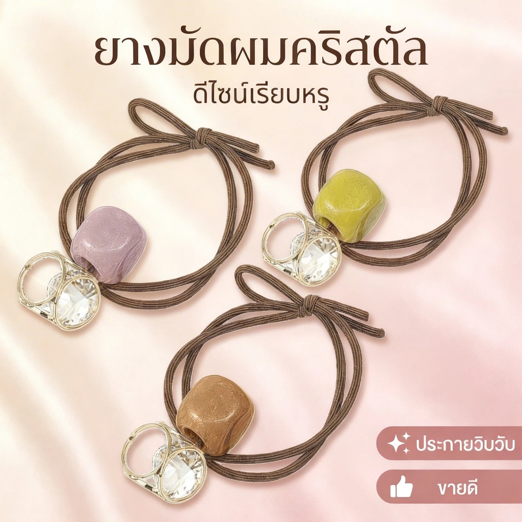 IK07 ยางมัดผมคริสตัล สไตล์เกาหลี ยางรัดผมเพชร เครื่องประดับผมผู้หญิง ยืดหยุ่นสูง ทนทาน ไม่กินผม [พร้อมส่ง]