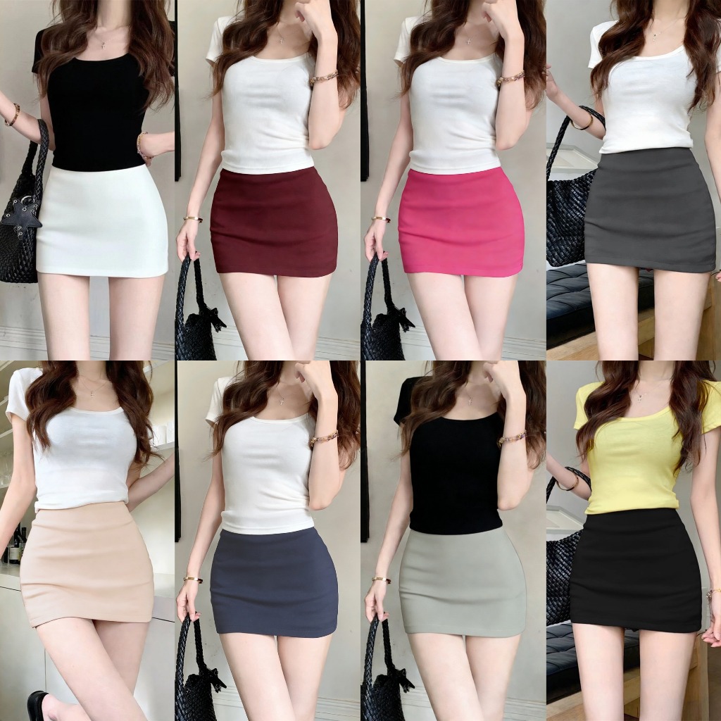 กระโปรงผู้หญิง การะโปรงทรงเอ มีซับใน สีพื้น มินิมอล เเบบเเก๋ๆ #1503354
