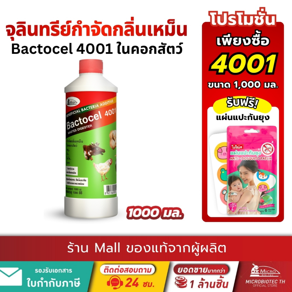 Bactocel 4001 1000cc จุลิทรีย์กำจัดกลิ่นเหม็น คอกสัตว์ กลิ่นสัตว์ ลดแมลงวัน แบคโตเซล กลิ่นมูลสัตว์