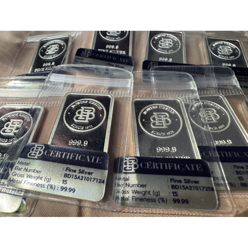 ✅พร้อมส่ง!  เงินแท่ง 15 กรัม (หลังเรียบ) ของBowins Silver