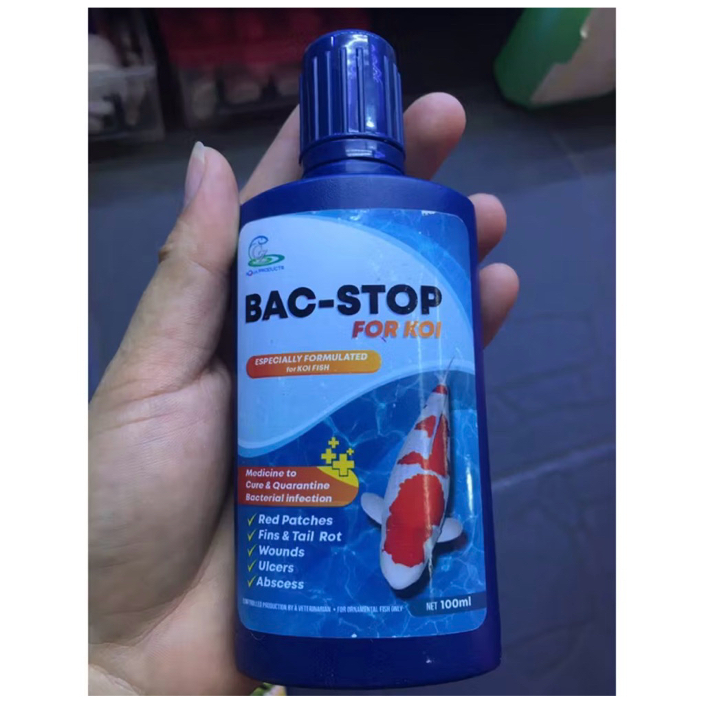 Bac Stop เวชภัณฑ์สำหรับปลาคาร์ป ช่วยบรรเทาอาการการติดเชื้อแบคทีเรีย (แผลติดเชื้อ,แผลหลุม.ครีบและหางเปื่อย,