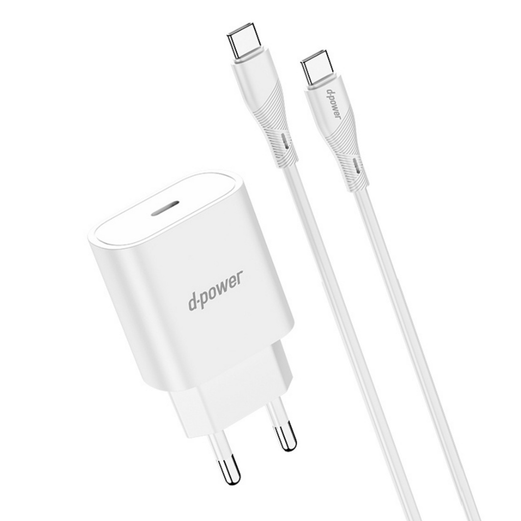d-power AP-24 มอก. หัวชาร์จ + สายชาร์จ C to C ยาว 1 เมตร #ชาร์จเร็ว PD 20 วัตต์ #AP24