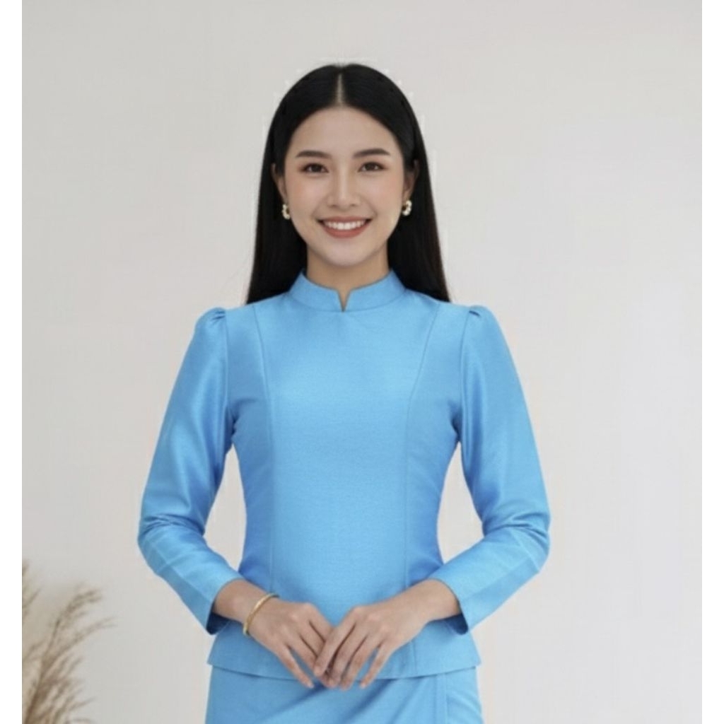 เสื้อไทยบรมพิมานซิปหลังอัดกาวแน่นๆทั้งตัว