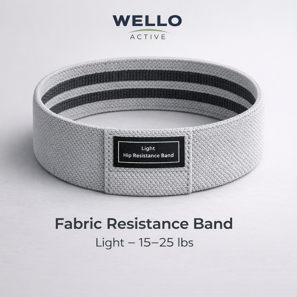 WELLO ยางยืดออกกำลังกาย แบบผ้า Resistance Band Hip Band ไม่ม้วน กันลื่น (Grey Black)