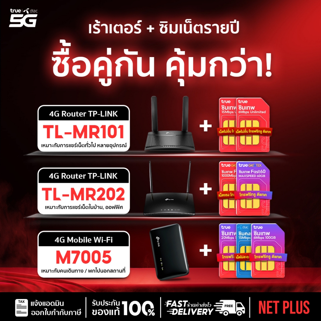 อินเตอร์เน็ตบ้าน พร้อมใช้ Router ใช้คู่ซิมรายปี Portable 4G ,LTE เครื่องกระจายสัญญาณไวไฟ ใส่ซิมได้ทุ