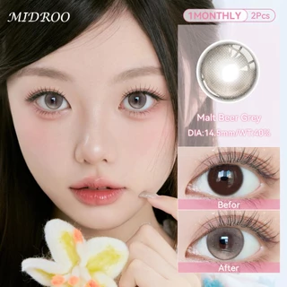 【สั่ง2คู่แถมน้ำยา60ML1ขวด】Midroo 【0°~-400°】🍺Malt Beer-14.5mm🍺เลนส์แฟชั่น คอนแทคเลนส์สี ค่าสายตาสั้น Brown Contact Lens