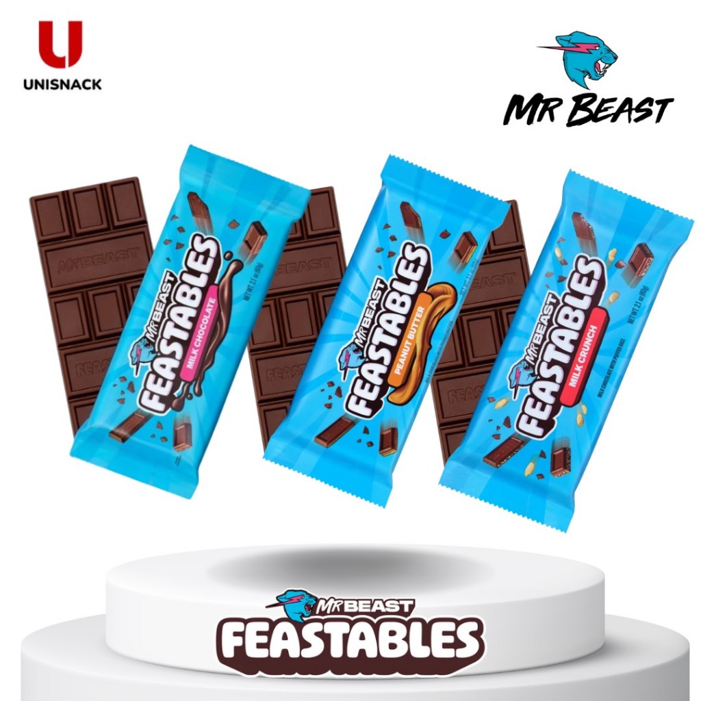 FEASTABLES ช็อกโกแลตมิสเตอร์บีส  Mr.Beast Feastables  Chocolate 60 กรัม (g.) มี 3 รสชาติ