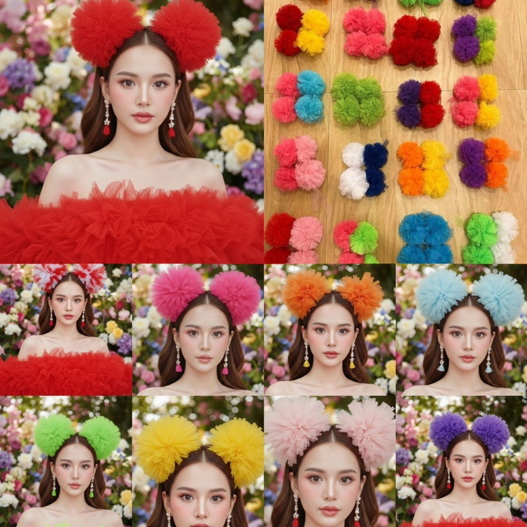 กิ๊บติดผมปอมๆ สีสันคัลเลอฟู