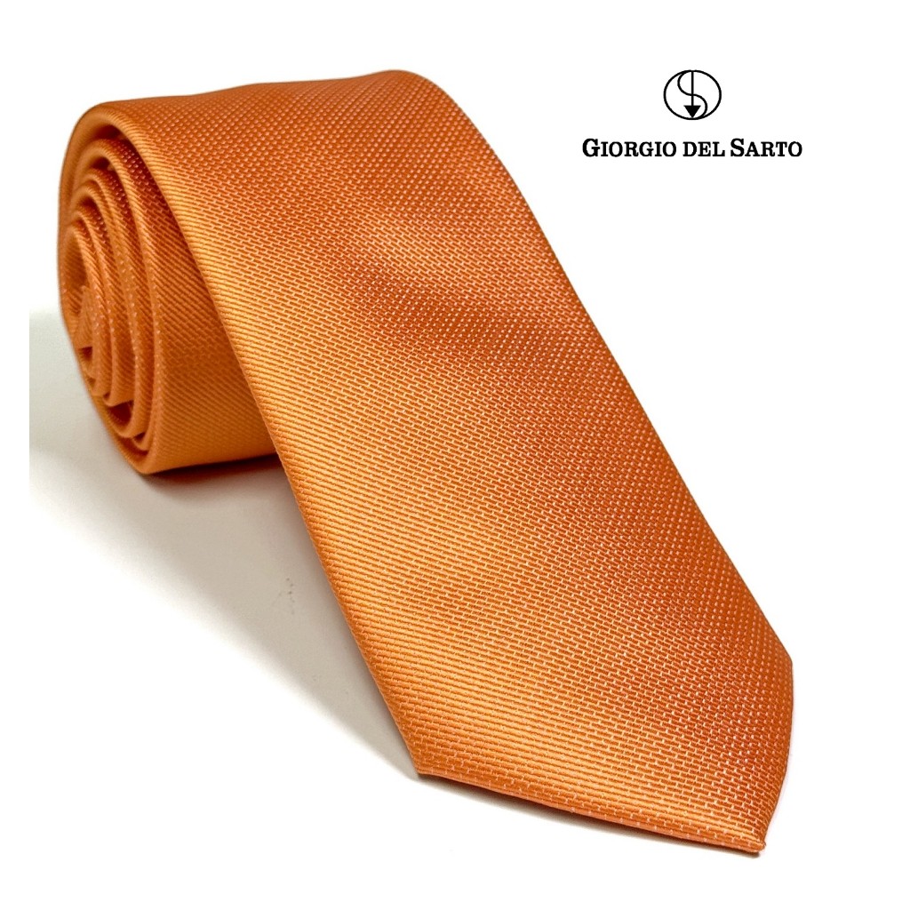 Giorgio Del Sarto Necktie 7.5 cm Orange with Fabric Texture เนคไทสีส้มมีเท็กเจอร์