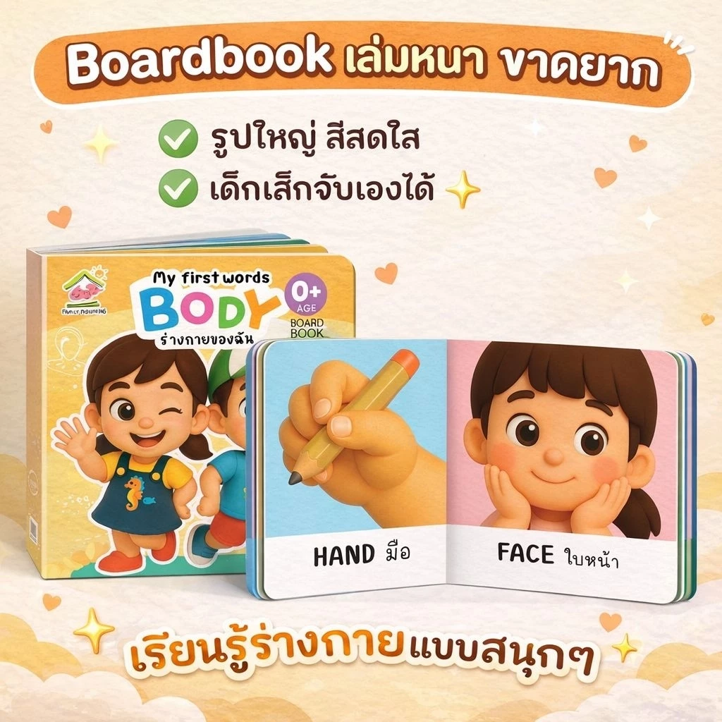 บอร์ดบุ๊คเด็กเล็ก เสริมพัฒนาการ 0-3 ปี | Board Book เด็ก | หนังสือเด็กทนทาน ฉีกไม่ขาด thumbnail 7
