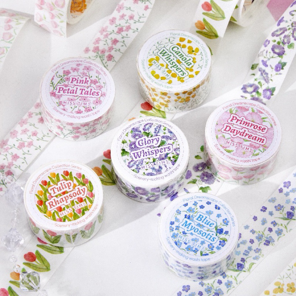 💥จัดส่งไว💥(197)สติกเกอร์เทปลายดอกไม้หลากสี