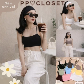 💕PP♡CLOSET💕 Mini Bra เสื้อครอปสายเดี่ยว เป็นผ้าเรย่อนเย็บ2ชั้นทั้งตัว