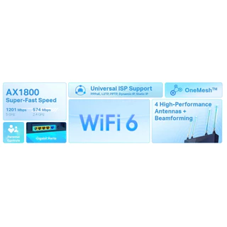 ROUTER (ใส่ซิมไม่ได้) TP-LINK ARCHER AX23 AX1800 Dual-Band Wi-Fi 6 Router ประกันตลอดการใช้งาน * ของแท้ประกันศูนย์*