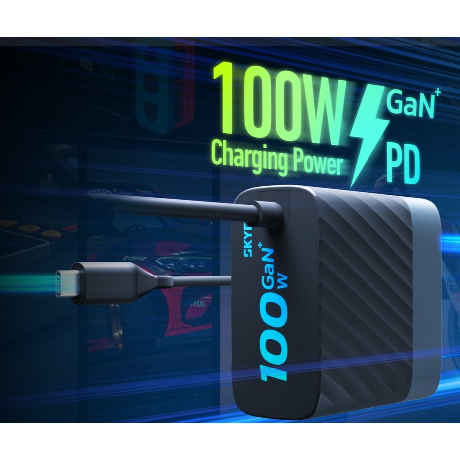 🎉ของแท้ ส่งจากไทย🎉 SkyRC PDC100 100W GaN USB-C Charger / สาย USB-C Cable ในตัว, 100-240V AC Input / กำลังไฟสูงสุด 100W