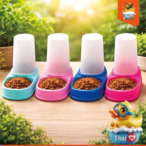 Thai.th  ที่ให้อาหารอัตโนมัติ​ ถาดอาหารสัตว์ชามข้าว ให้อาหารสัตว์เลี้ยงอัตโนมัติ (ชามข้าวสัตว์) 15558(มีราคาส่ง