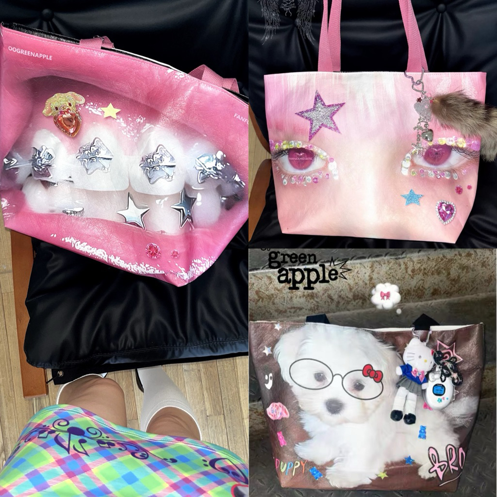 Oogreenapple| พร้อมส่ง tote bag กระเป๋าสกรีนลาย💥มีลายใหม่ (ใช้โค้ดลดสูงสุด 25%)