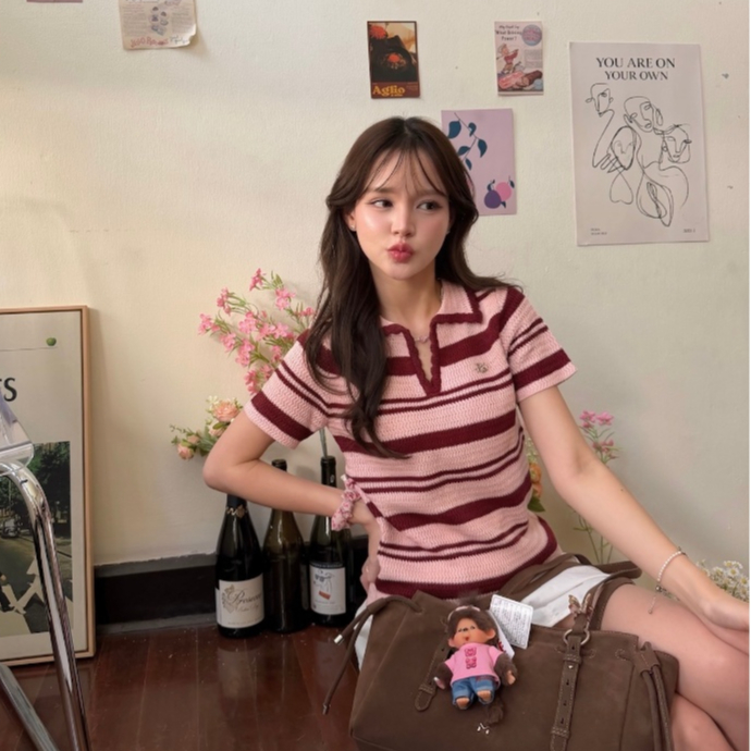 PlainandPlane Fave Knit Polo เสื้อโปโลไหมพรมลายทาง