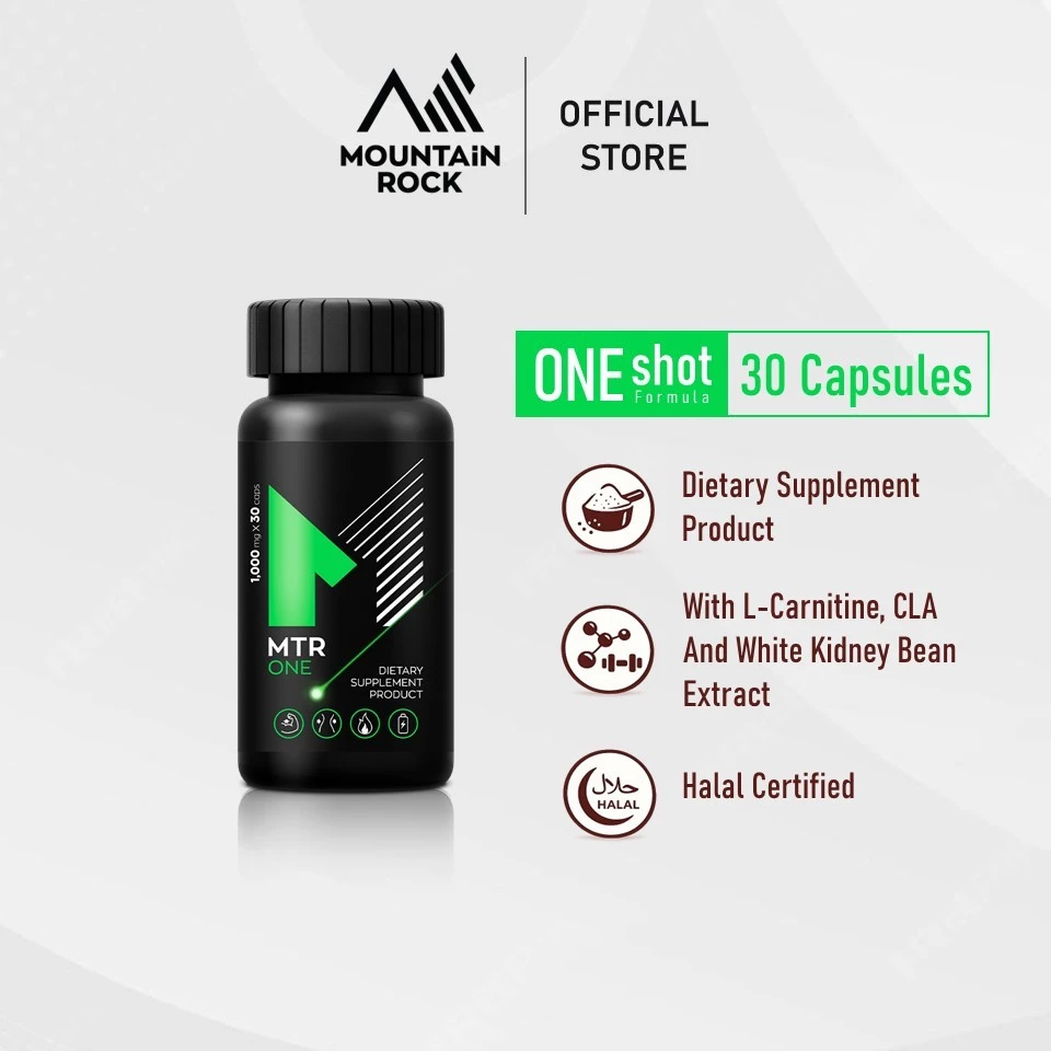 Mountain Rock MTR-ONE อาหารเสริม 1000 มก. | 30 แคปซูล | Burn Block Build | สูตรควบคุมน้ำหนัก | L-Carnitine | L-Arginine