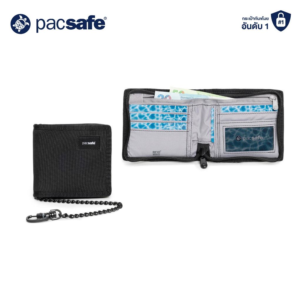 Pacsafe RFIDSAFE Z100 ZIPPER BIFOLD WALLET (Z100 TRIFOLD WALLET) ANTI-THEFT กระเป๋าสตางค์ กระเป๋ากันขโมย
