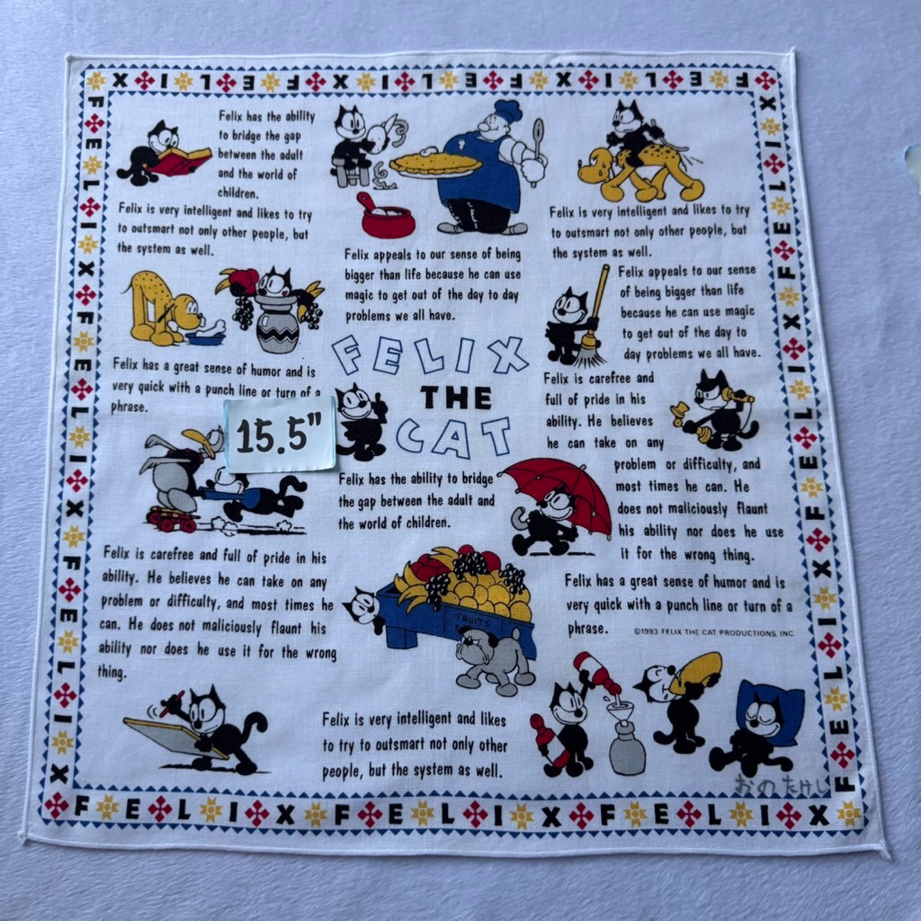 Felix the cat ผ้าเช็ดหน้า ฟิลิกส์ เดอะ แคท