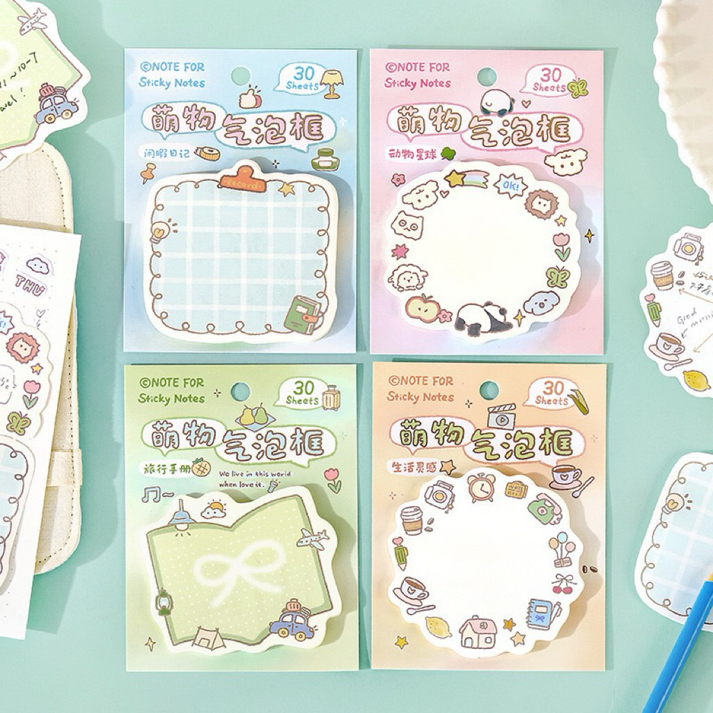 [พร้อมส่ง] Sticky Notes กระดาษโน้ตมีกาวสไตล์เกาหลี 30 แผ่น ลายการ์ตูนน่ารัก สำหรับจดบันทึก ตกแต่งแพลนเนอร์