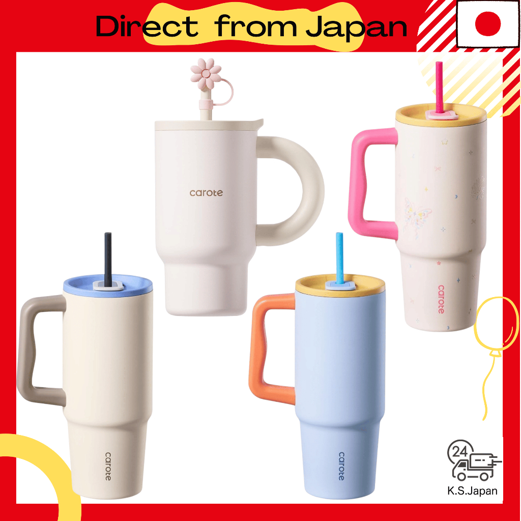 CAROTE Insulated Travel Mug - 720ml, 2-in-1 Design with Straw & Direct Sip, Dishwasher Safe.