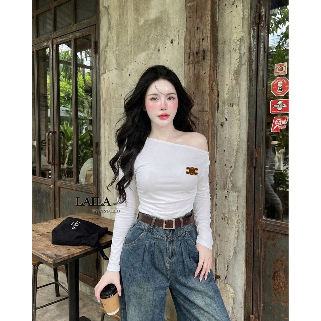 ยกความปังมาไว้ที่นี้ สวยดูคลึนมากSETเสื้อ+กางเกง+เข็มขัด เสื้อแขนยาวทรงเบี่ยงไหล่