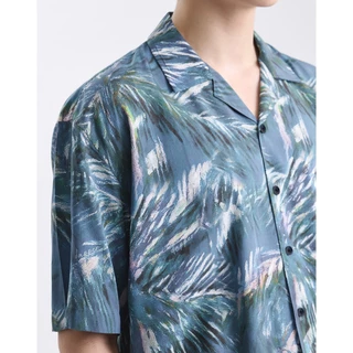 DAPPER เสื้อเชิ้ตแขนสั้น ฮาวาย Coco Shade Print Shirt สีกรมท่า (BCS/NA/590HP)