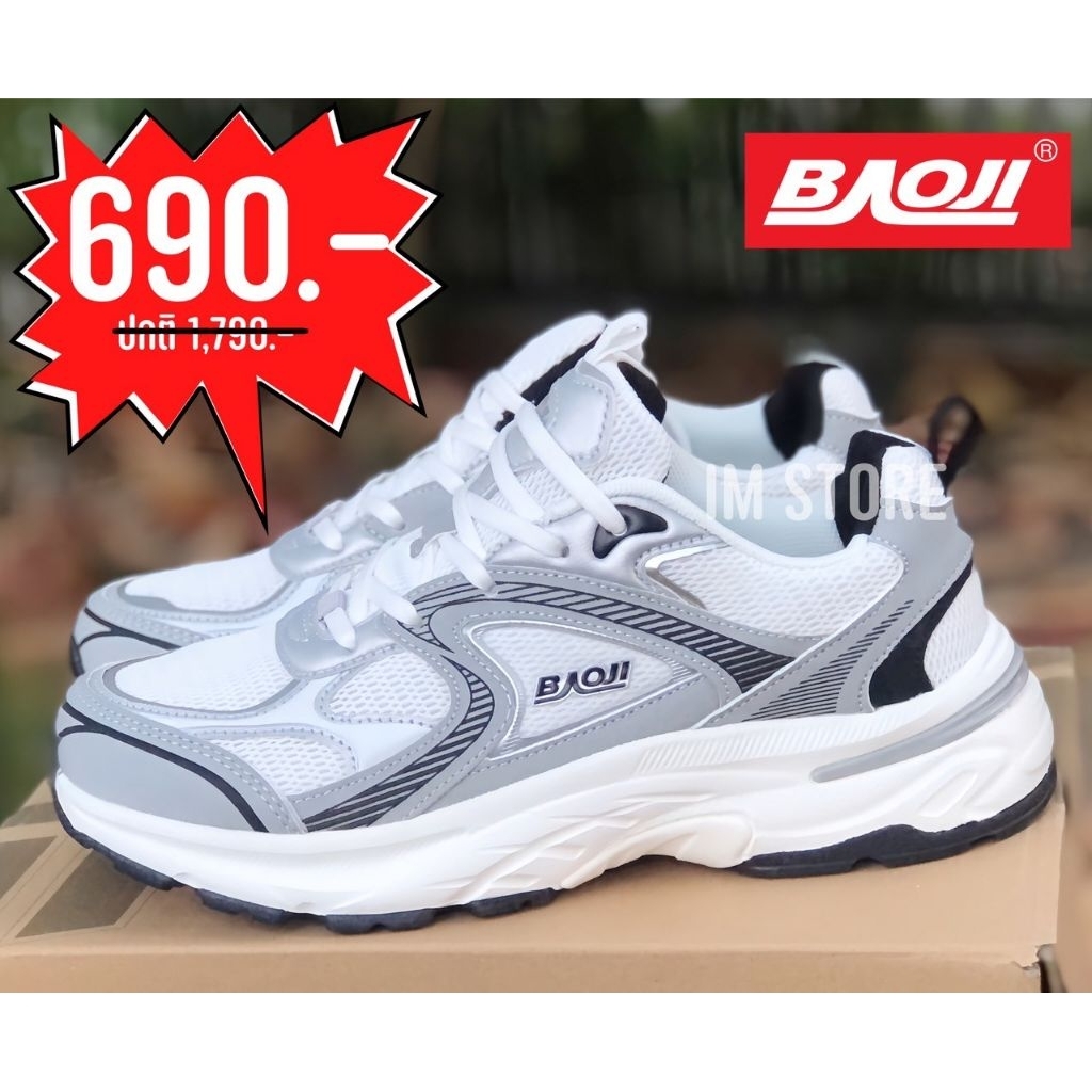 💥🌟 SALE รองเท้า BAOJI ลิขสิทธิ์แท้❗️บาโอจิ รุ่นผู้หญิง ใส่ออกกำลังกาย ใส่วิ่ง running ลำลอง พื้นนุ่ม เบา สบาย สีขาวดำเทา