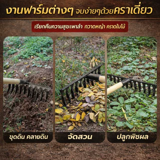 ขายดีที่สุดในปี 2025 คราด คราดถอนวัชพืช คราดกำจัดหญ้า วัสดุเหล็กแมงกานีส การออกแบบฟันเกลียวความร้อน คราดถ
