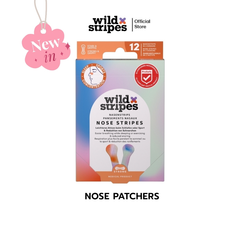 Wild Stripes รุ่น Nose Patchers แผ่นแปะจมูก สำหรับใช้ก่อนนอน หลับสบาย บรรเทาอาการคัดจมูก นำเข้าจากเยอรมัน