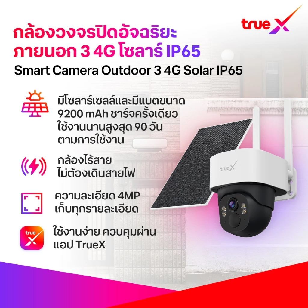 Smart Camera Outdoor 3 4G Solar IP65 กล้องวงจรปิดอัจฉริยะภายนอก 3 4G โซลาร์ IP65