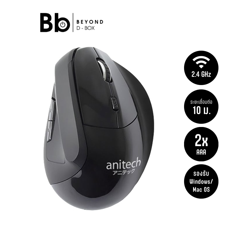 เมาส์ไร้สาย Anitech Vertical Mouse W225 Black by BB Beyond D-Box