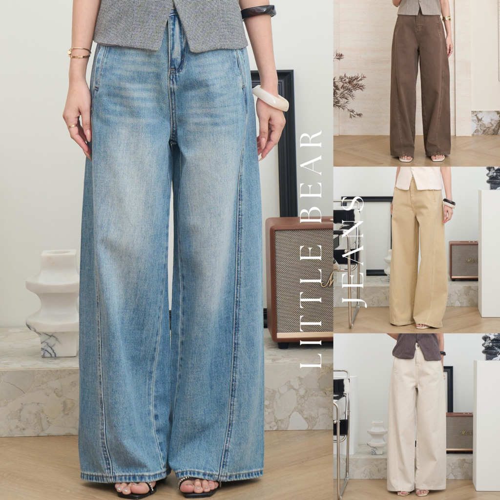 LITTLE BEAR JEANS กางเกงยีนส์ทรงกระบอกสุดคลาสสิก ผ้าเดนิมเนื้อใหม่หนานุ่ม ใส่สบายแต่ยังคงทรงสวยเป๊ะ