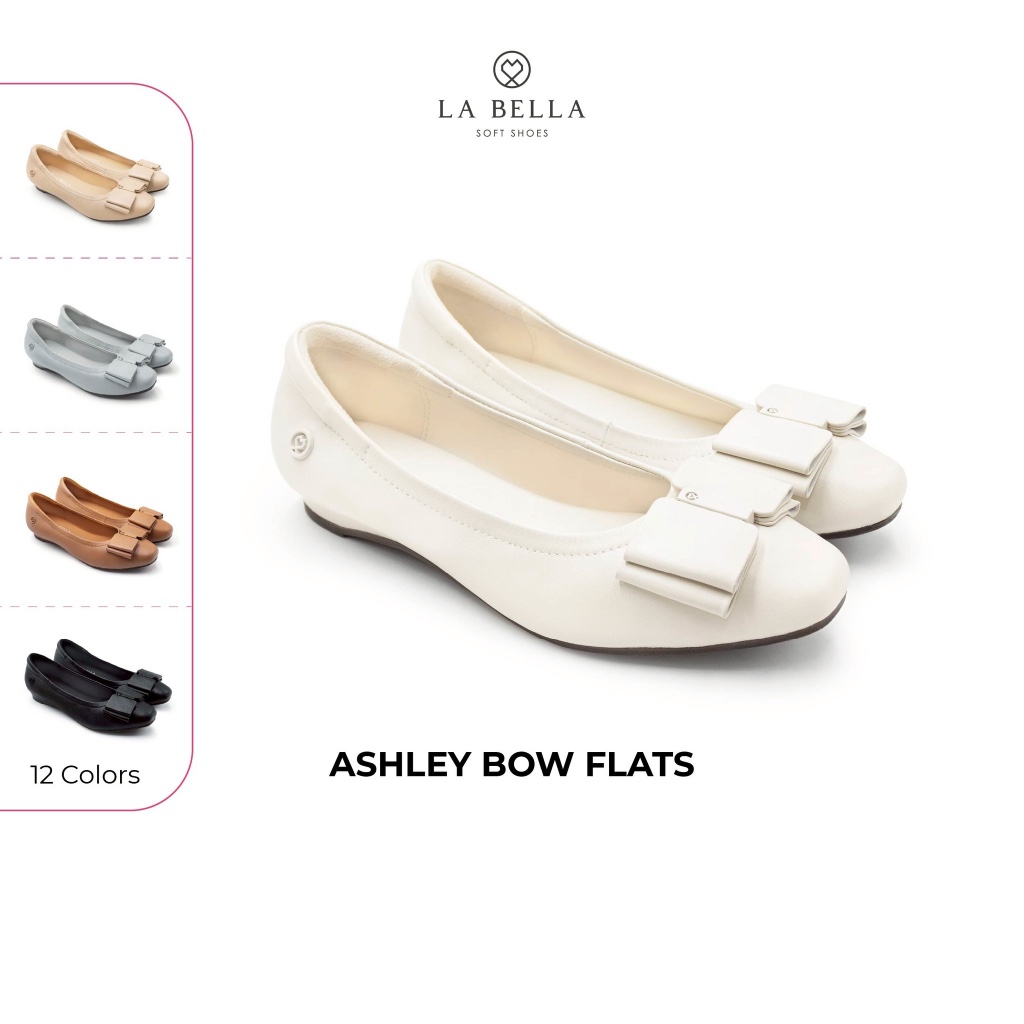 LA BELLA  รองเท้าคัชชูหนังแกะ รุ่น ASHLEY BOW FLATS - FORMAL COLOR