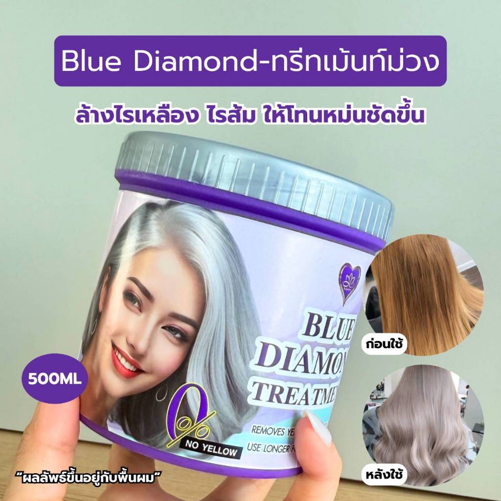 Blue Diamond No Yellow Treatment ทรีทเม้นท์ม่วง ล็อคสีผมเทา หม่น ลดเหลือง ลดส้ม 250ml/500ml