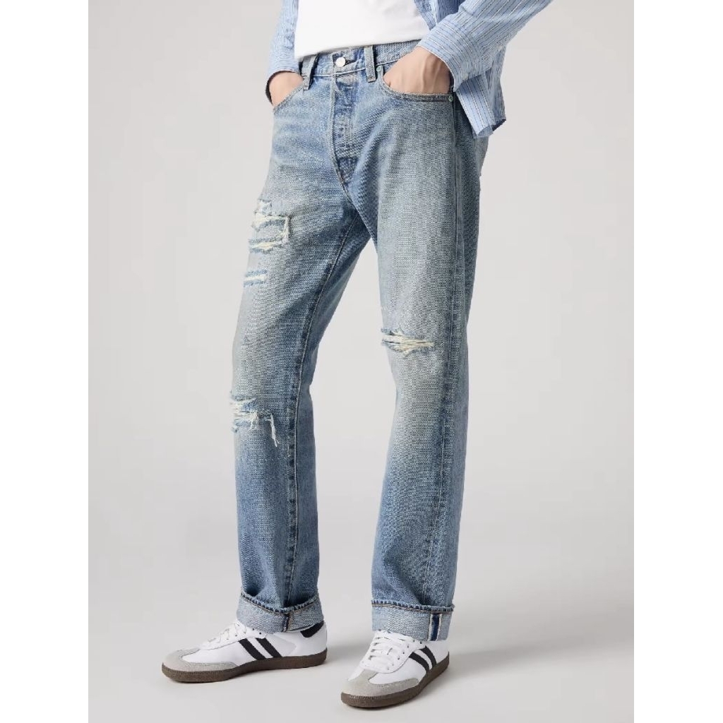 ยีนส์ Levi's 501® (ริมแดง) selvedge Original denim Big E Made in China ผ้าไม่ยืด แต่งขาดเซอร์ ราคา 5