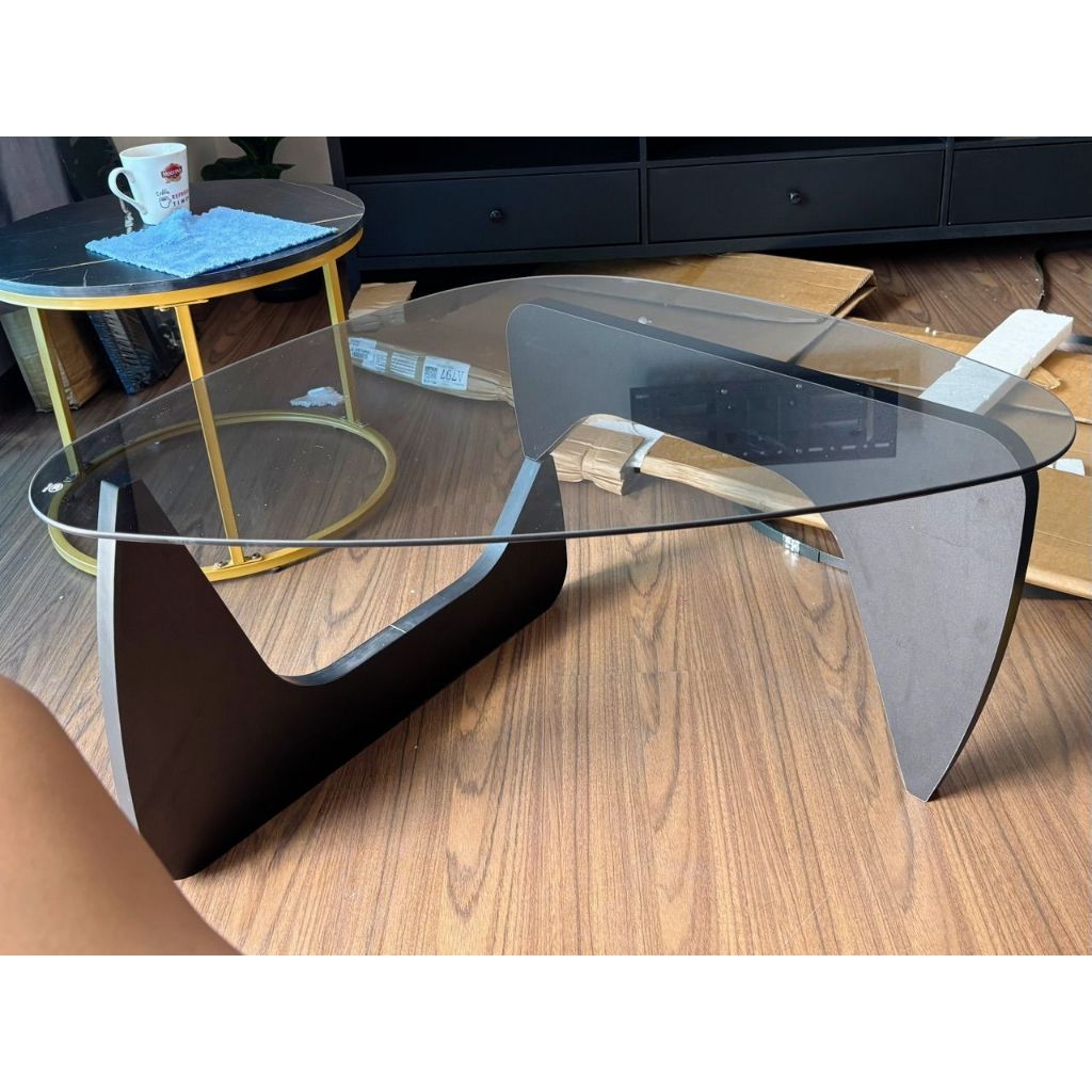 พร้อมส่ง🔥โต๊ะกลาง ความหนา 8 มม coffee table โต๊ะกลางโซฟา กระจกนิรภัย ขาโต๊ะไม้โอ๊ค แข็งแรงและทนทาน ติดตั้งง่าย A - รูปที่ 3