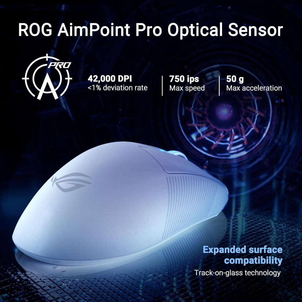 เมาส์ไร้สาย ASUS ROG KERIS II ACE WIRELESS MOUSE เซนเซอร์ ROG AimPoint Pro สูงสุด 42,000 DPI รูปที่ 3