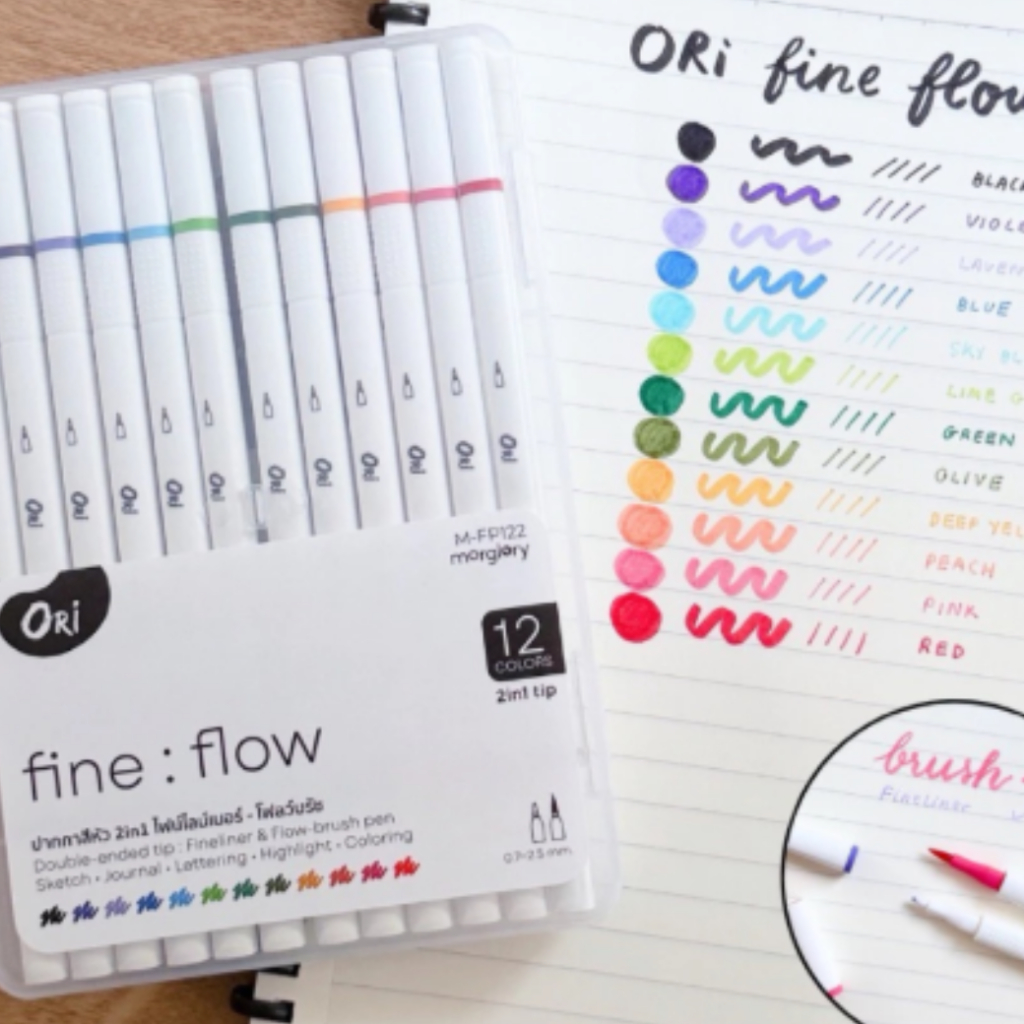 ORI Fine-Flow Blush Pen ปากกาสีหัว 2in1 ไฟน์ไลน์เนอร์ - โฟลว์บรัช