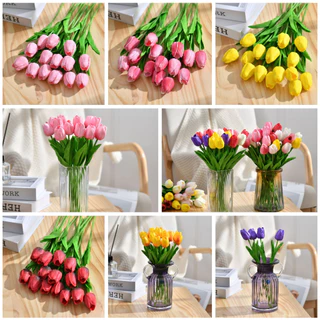ดอกทิวลิปปลอม ชุด5-10ดอก ดอกไม้ประดิษฐ์ หลายแบบ ตกแต่งบ้าน ดอกไม้การถ่ายภาพงานแต่งงาน วันวาเลนไทน์