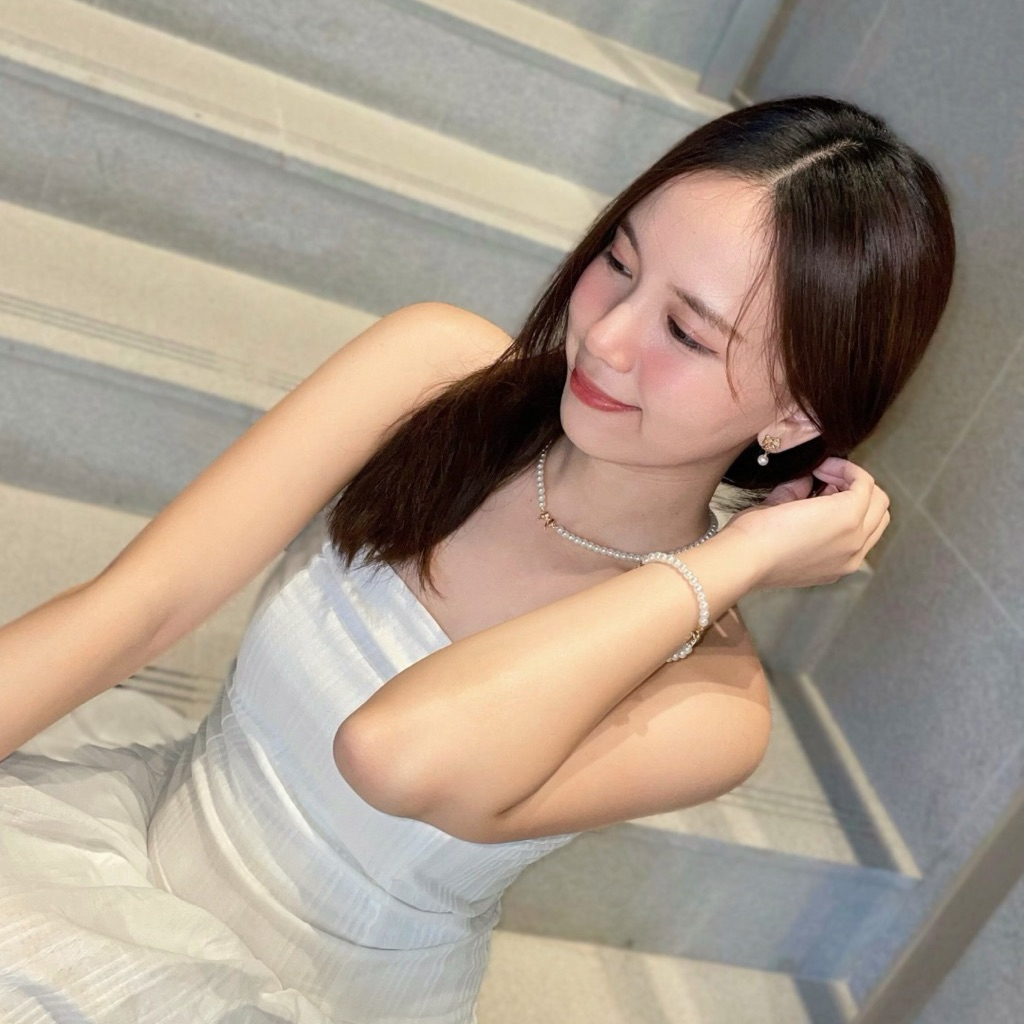 🎀Necklace🐚สร้อยคอรุ่น Elegant ✨ สร้อยคอไข่มุกเทียม สร้อยคอมุก สร้อยออกงานสไตล์ลูกคุณหนู GlamandGlow.bkk - รูปที่ 4