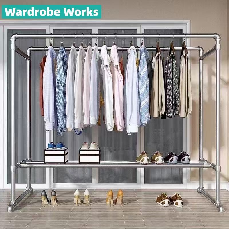 ราวแขวนผ้า โครงเหล็ก ราวตากผ้า ยาว100-180cm ประกอบง่าย ทนๆ กันน้ำ ใช้ในและนอกบ้าน