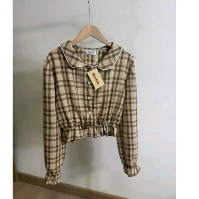 ส่งต่อ เสื้อลายสก๊อตสีน้ำตาล อก 40 ยาว 18 Beebia
