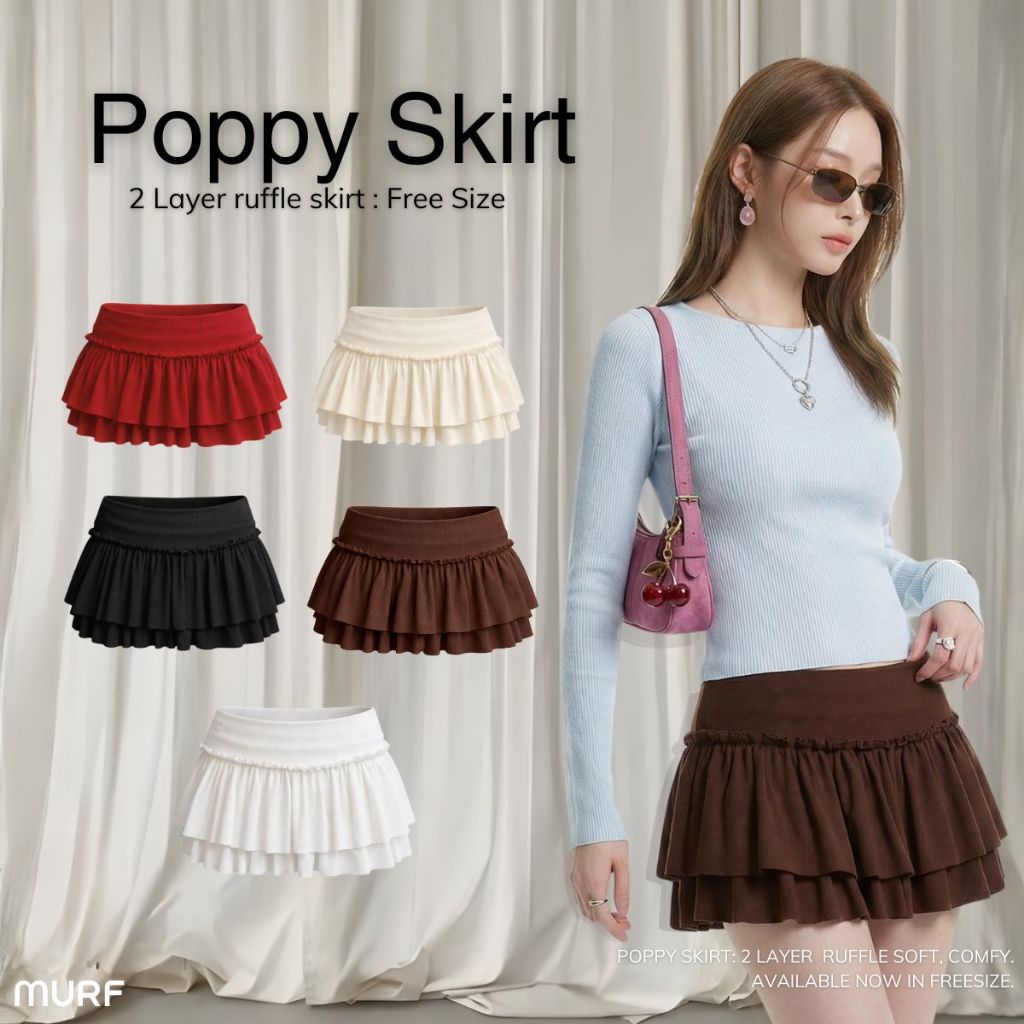 MURF | Poppy Skirt B117 กระโปรงกางเกง ผ้าGlossyRib มีซับใน ใส่สวยทุกlook แมทช์ง่าย กระโปรงมีซับกางเกง