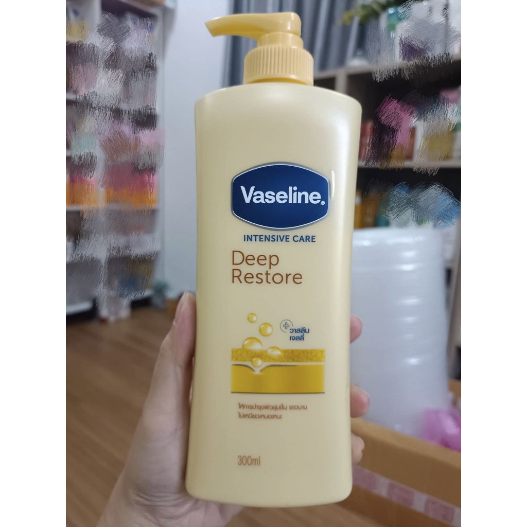 🔥💛Vaseline Intensive Care Deep Restore Lotion วาสลีน เจลลี่ ขนาด 300ml. ครีมทาผิว วาสลีนโลชั่น
