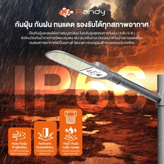 [3FREE1] RANDY ไฟบ้าน 220V ไฟถนน รุ่น M series 220V โคมอลูมิเนียมหล่อขึ้นรูป ทนทาน กันฟ้าผ่า4KV แสงแรงประหยัดเงิน ประกัน