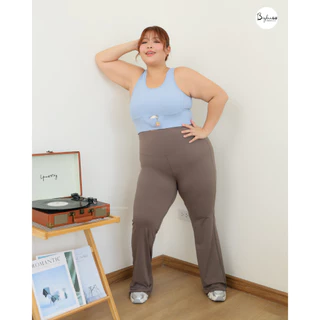 (ใหญ่พิเศษ XL-4XL) Bigbraco HI121 เล้กกิ้งออกกำลังกายขาม้าขาวยาว กางเกงออกกำลังกายสาวอวบอ้วน