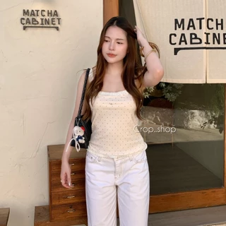 crop..shop เสื้อกล้ามลายจุด งานสวยเเซ่บใสๆ มีความเเซ่บในตัว เเต่งระบาย น่ารักสุดๆจ้า ใส่ง่ายมาก